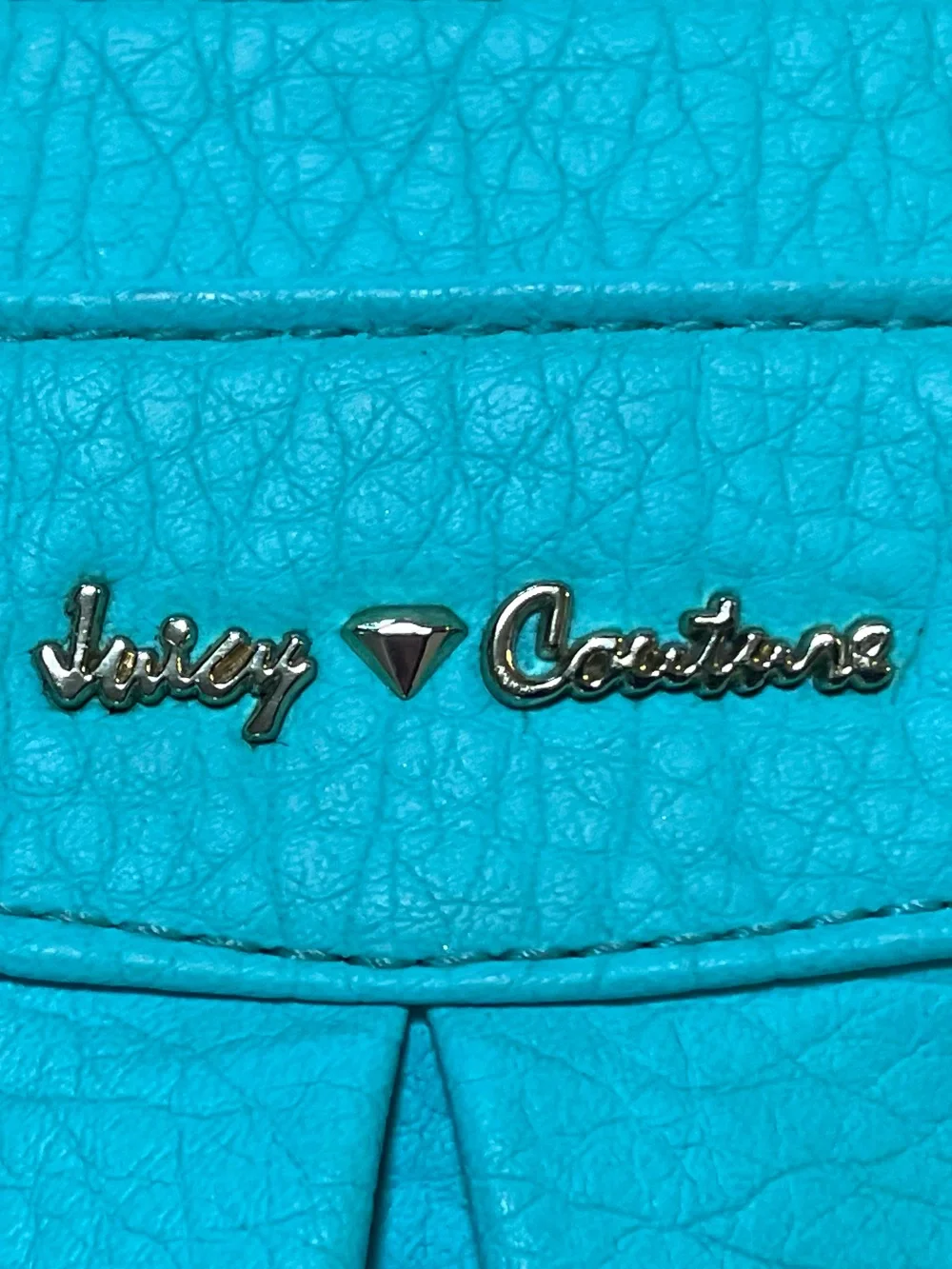 NWOT - Juicy Couture Aqua Teal Pleated Faux Leather Wristlet Clutch